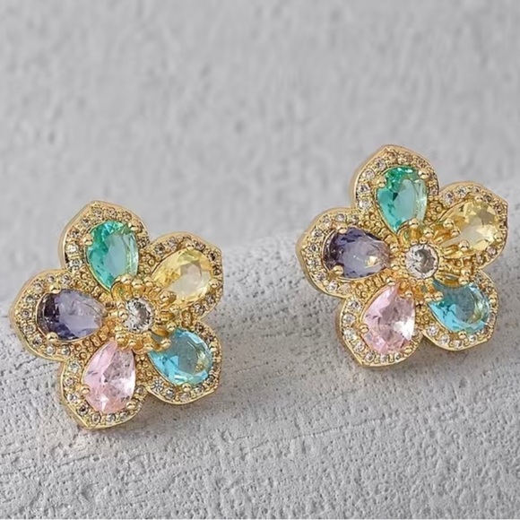 Saks of 5th Luxe Crystal Flower Stud Earrings - Picture 5 of 16